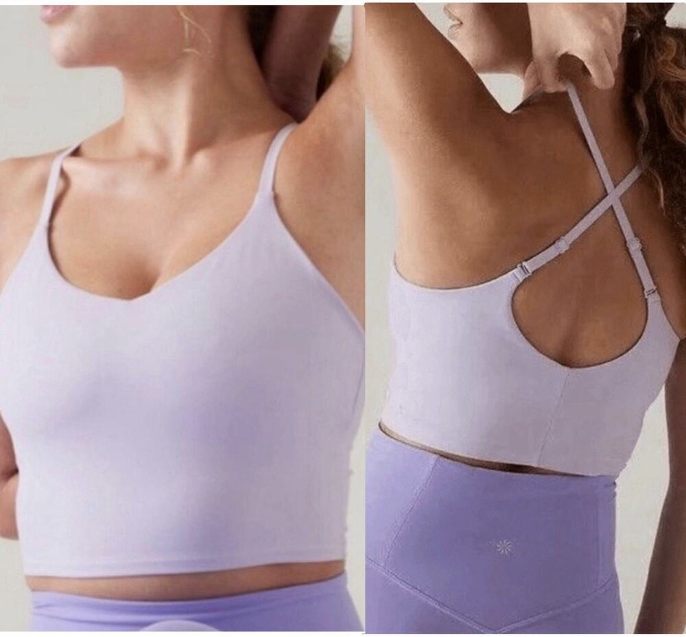 Athleta Aurora Crop Tank Lavender Pink Built In Bra Adjustable Straps Size 2X